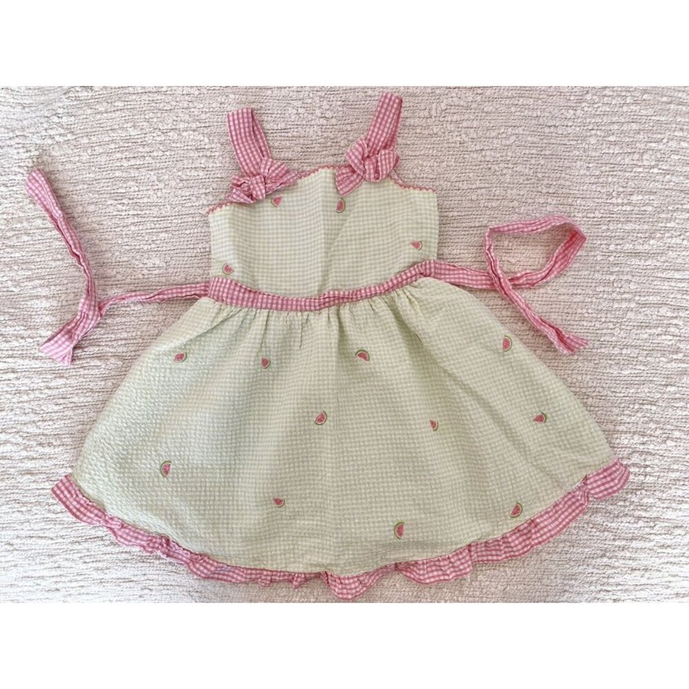 Green And Pink Seersucker Watermelon Dress